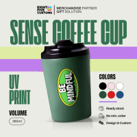 Custom Sense Coffee Cup 360ml Tumbler Mug Kopi Double Wall Cetak UV Print Full Color Souvenir Gift