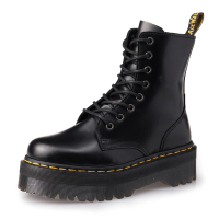 【Dr.Martens】馬汀 JADON 8孔綁帶側拉鍊厚底短筒靴 黑 經典硬皮馬丁 真皮中性款休閒鞋 女15265001