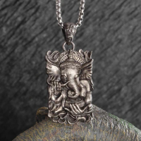 Retro Fashion Thai Elephant God Pendant Necklace Fashion Wisdom God Lucky Amulet Jewelry for Men and Women
