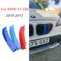 Car Front Grille Trim Strips Grill Cover 3D for BMW X1 E84 2010-2015 year 2014 2013 2012 2011 Decorative Parts Accessories