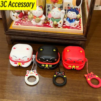 For Samsung Galaxy Buds live/pro/2/2pro/FE Cover Creative Lucky Cat 3D Silicone Protective Cases New For Samsung Galaxy Buds FE