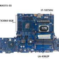 LA-K862P For Acer PH315-53-71HN With SRH8Q I7-10750H CPU Mainboard GN20-E3-A1 RTX3060 Laptop Motherboard