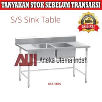 Getra DST-1855 S/S Double Sink Table Untuk Tempat Mencuci & Peralatan Dapur - Meja Cuci Piring Stain