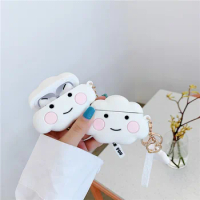 Kawaii Cartoon Cloud Wireless Headphones Case For Airpods 2 Pro Silicone Earphone Protective Sleeve Cover with Chain