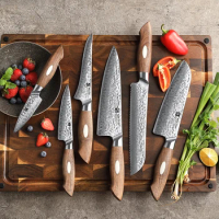 Original XINZUO Design 6PCS Kitchen Knife Set 67 Layers AUS10 Damascus Steel Knife Set Pro Chef Knife Set Best Cooking Tools