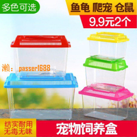 【台灣公司保固】透明塑料烏龜盒寵物盒倉鼠爬蟲飼養盒小號手提生態金魚缸運輸盒玖