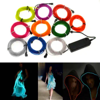Glow EL Wire Cable 2.3mm LED Neon Christmas Dance Party DIY Costumes Clothing Luminous Car Light Decoration Clothes Ball Rave