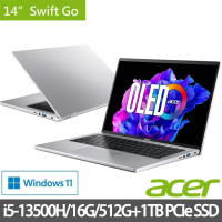 【Acer 宏碁】14吋13代i5 OLED輕薄特仕筆電(Swift Go SFG14-71/i5-13500H/16G/512G+1TB SSD/W11/EVO)