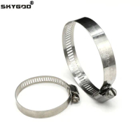 5/10pcs Stainless Steel Drive Hose Clamps Adjustable 8mm~120mm Tri Gear Worm Fuel Tube Water Pipe Fixed Clip Spring Cramps
