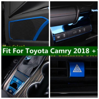 Car Accessories Emergency Warning / Head Lights Button / Door Speaker / Gear Shift Cover Trim For Toyota Camry 2018 - 2023 Blue