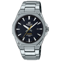 CASIO EDIFICE 輕薄系列極簡八角設計紳士腕錶-銀X黑(EFR-S108D-1A)/39.9mm