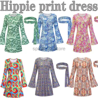 Summer Hippie Costume Women's Set for Carnival 70s Clothing Accessories Women's Dress 60s 70s Women's Disco Fancy Dress Costumes