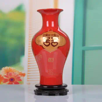 38cm Height Chinese Jingdezhen ceramics gourd shape vase/ red color porcelain vase with base/ Chinese ceramic arts and crafts