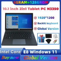 10.1 INCH 2in1 Office Tablet PC 6GB RAM + 128 GB ROM E8 Windows 11 Extremely Thin Intel N3350 Support Type-C 1920*1200 IPS