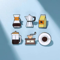 Coffee Lover Enamel Pins Pot Mug Cup Brooches Lapel Backpack Badges Creative Cafe Jewelry Gift for Barista Friends Free Shipping