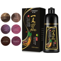 7 Colors Organic Natural Mild Hair Dye Black Colorful Hair Color Dye Cream Shampoo Ginseng Extract For Cover Gray White Hair