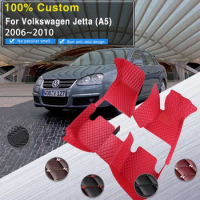 Car Floor Mats For VW Volkswagen Jetta Bora GLI Vento A5 MK5 1K 2006~2010 Leather Foot Pads Floor Mats Carpets Car Accessories