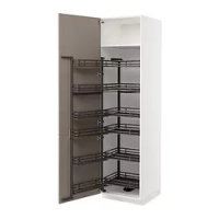 kabinet tinggi dengan laci tarik, putih/Upplöv matt krem gelap, 60x60x220 cm
