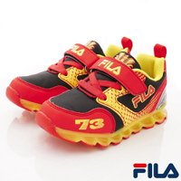 ★FILA斐樂頂級童鞋-電燈賽車鞋款7-J852S-209黑紅(中小童段)