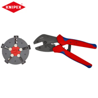 KNIPEX 97 33 02 Crimping Pliers "MultiCrimp" 10'' Chrome Vanadium Electric Steel Plier with 5 Interchangeable Dies