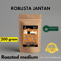 Robusta Jantan Single Origin Biji Kopi Premium Roasted Medium 200 Gram Kopi Espresso Bubuk Gula Inst