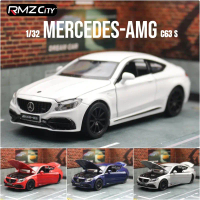 Model Kereta Mainan [COD] 1/32 Mercedes‑Benz C63 S AMG, diecast, model notchback mini dengan bunyi d