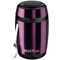 MoliFun魔力坊 不鏽鋼真空保鮮保溫罐/燜燒罐/食物罐550ml-時尚紫(MF0230V)