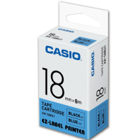 CASIO 標籤機專用色帶-18mm【共有9色】藍底黑字-XR-18BU1
