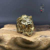 古玩仿古戒指民國銅戒指獅子戒指開口純銅戒指創意禮品小銅器飾品1入