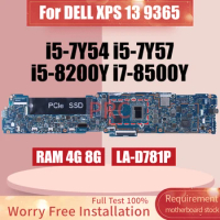 LA-D781P For DELL XPS 13 9365 Laptop Motherboard i5-7Y54 i5-7Y57 i5-8200Y i7-8500Y RAM 4G 8G Notebook Mainboard