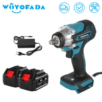 WOYOFADA Impact Wrench 18V Brushless Lithium High Torque Rechargeable Electric Wrench Cordless Power Tool for Makita 18V Battery