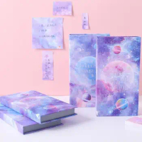 Space Cherry blossoms Sticky Notes Galaxy Planet Notebook Little Book Sticker Set with Box Tearable Note Students Prize Gift