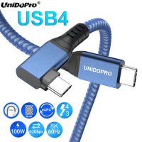 90 Degree USB C to C Cable USB4 100W Charging - 40Gbps - 8K - Thunderbolt 4 for iPhone 15 MacBook Pro/iMac/iPad Pro /Mac Mini M1