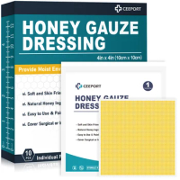 Ceeport 4"x4"10pcs Honey Gauze Wound Dressing Medical Grade Manuka Honey Bandages for Wound Care