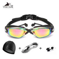 Swimming Goggles Set Professional Durable Silicone Earplugs Cap Diving Anti-fog Anti-UV Waterproof adult arena Swimming Glasses