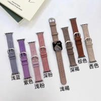 Watch Bracelet Leather Watch Strap for Apple Watch Contrasting Color Fur Stitching Watch Strap for Applewatch9876543SE Universal