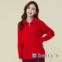betty’s貝蒂思　半開拉鍊素色針織毛衣(紅色)