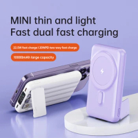 New 10000mah 22.5W Mini Magnetic Power Bank PD20W Wireless Fast Charging For iphone Xiaomi Samsung Built In Cable Powerbank