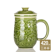 乾唐軒活瓷 | 祥龍獻瑞三件杯 / 附茶漏 / 4色 420ml-耀洲綠