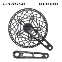LP Litepro Aluminum Alloy Folding Bicycle Crank 170MM Single Chainring 130BCD Bike Chainwheel Crankset CNC Hollow 53T 56T 58T