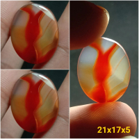 Natural Batu Akik Kristal Motif Gambar Tangkai Bunga Tulip Merah Antik