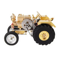Brass Gasoline Tractor Model Four Wheeler with Single Cylinder Water-cooled Gasoline Engine Model Toy