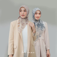 HARRAMU Jilbab Segiempat Motif Zahrat Voal Paris Premium Hijab Segi Empat Kerudung Square Laser Cut