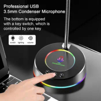 Computer Microphone Practical Professional USB 3.5mm Condenser Microphone Colorful RGB Light Condenser Microphone