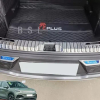 For BYD ATTO 3 Yuan Plus 2022-2023 Stainless Black Silver Car Rear Trunk Protector Plate Anti Hit/Dust Sill Cover Accessories