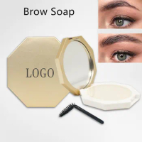 Wholesale Natural Wild Eyebrow Soap Wax Waterproof Brows Setting Gel Pomade Eye Brow Styling Soap Eye Makeup Cream Custom Logo