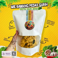 Mie Kering Bawang Pedas Gurih Ekstra Daun Jeruk - Halal - Tidak Bermanyak - Bikin Nagih - Mie Bawang