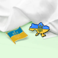 Fashion Ukrainian Flag Trident Map Brooches Ukrainian National Symbol Brooch Enamel Pins Backpack Badge For Women Jewelry