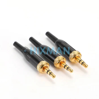 DIY 3pcs/lot Black 3.5mm 1/8" Stereo Screw Audio Locking Connector for Sennheiser Sony Nady Audio2000S Mics Spare Plug Adapter