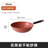 不沾平底炒鍋電磁爐通用 家用炒菜平底鍋米色麥飯石不粘鍋 煎鍋 不黏鍋 易潔鍋 電磁爐適用鍋 家用廚房